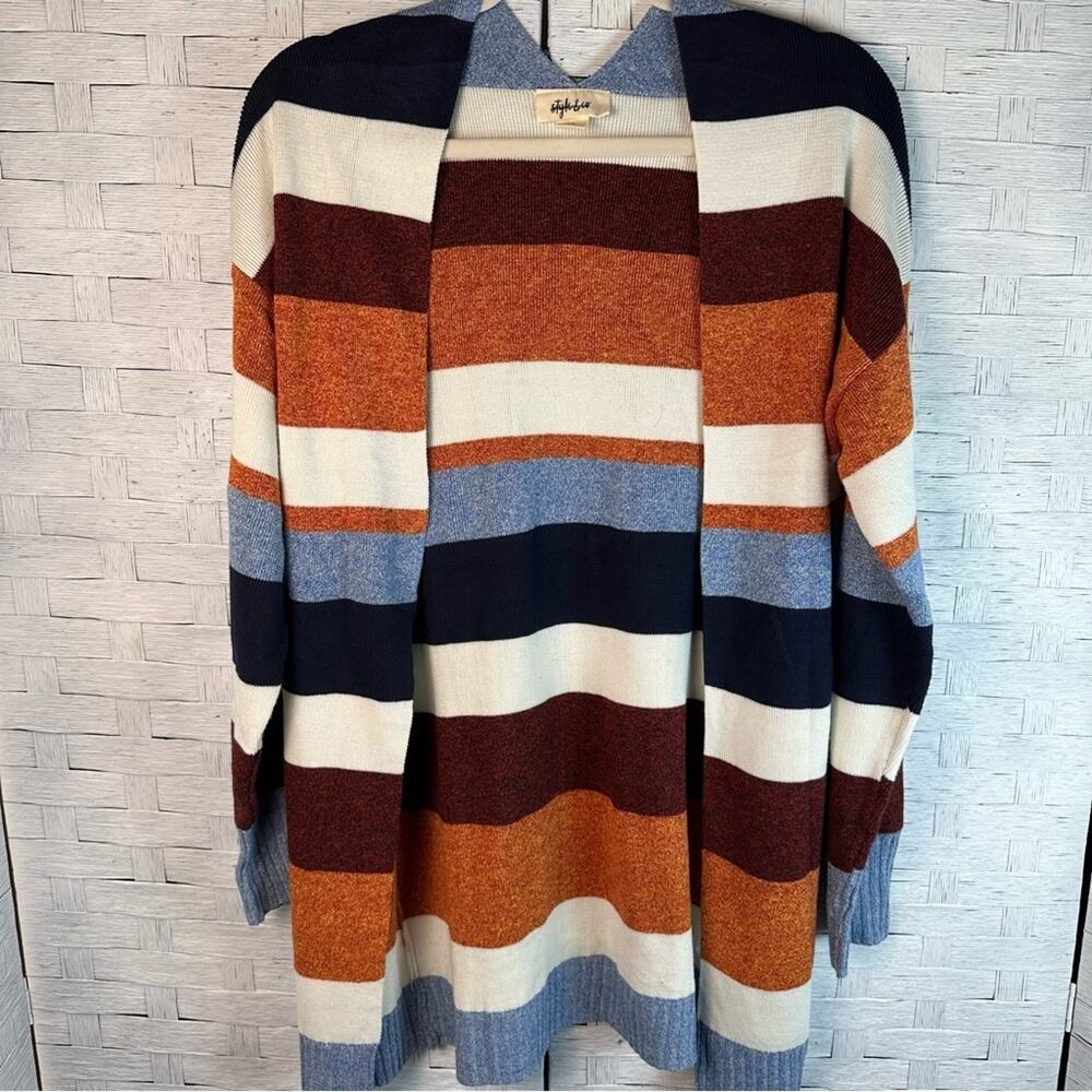 Style & co Womens Cardigan wide stripe multicolor fall western oversized Plus Sz